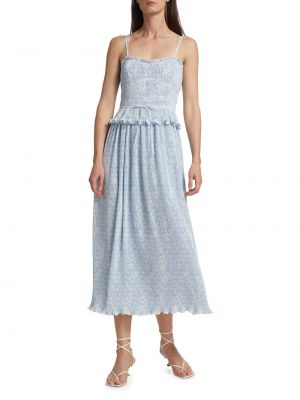 Плиссированное платье миди в цветочек с принтом Derek Lam 10 Crosby синее