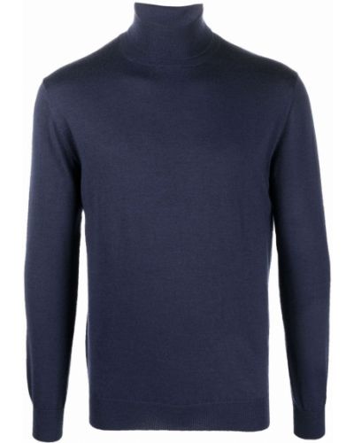 Jersey de cuello vuelto de tela jersey Cruciani azul