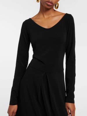 Πλισέ μάξι φόρεμα από ζέρσεϋ Max Mara μαύρο