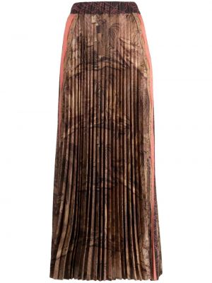 Spódnica midi z nadrukiem plisowana Pierre Louis Mascia brązowa