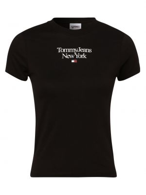 Podstawowa koszulka bawełniana z nadrukiem Tommy Jeans czarna