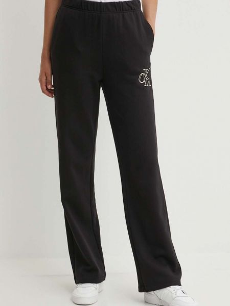 Spodnie sportowe bawełniane z nadrukiem Calvin Klein Jeans czarne