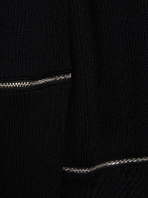 Вълнен пуловер с цип Moschino черно