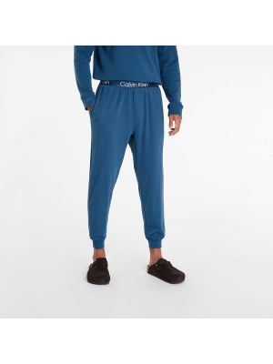 Bavlněné pyžamo s kapsami Calvin Klein - modrá
