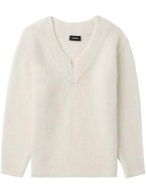 Пуловер с v-образно деколте от мохер We11done бяло