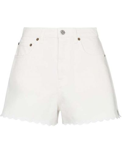 Памучни дънкови шорти с висока талия Miu Miu бяло