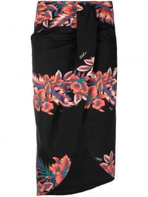 Drapovaný kvetinová sukňa s potlačou Pinko čierna