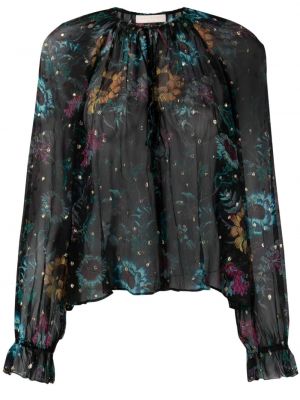 Bluza s cvetličnim vzorcem s potiskom Ulla Johnson črna