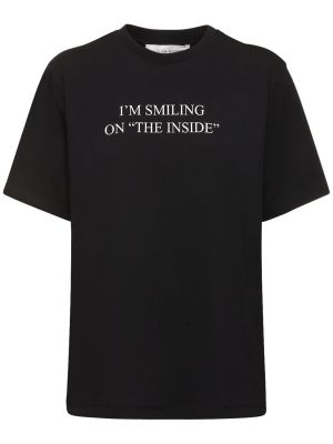 T-shirt avec imprimé slogan en coton Victoria Beckham noir