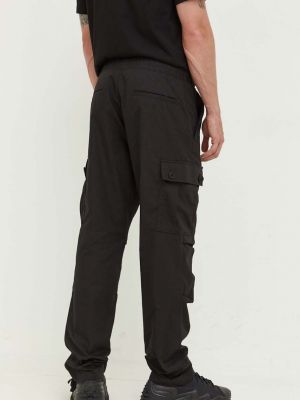 Jednobarevné bavlněné kalhoty Hugo černé
