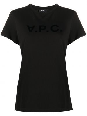 Tričko s potlačou A.p.c. čierna