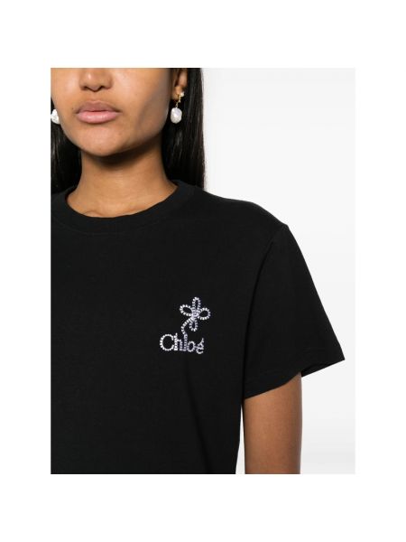 T-shirt mit stickerei Chloé schwarz