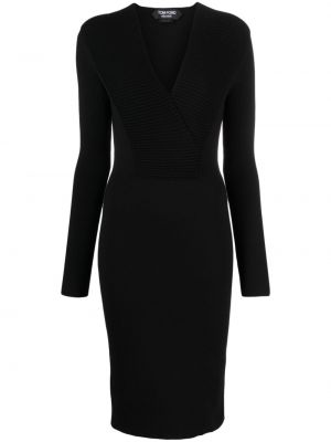 Μίντι φόρεμα με λαιμόκοψη v Tom Ford μαύρο
