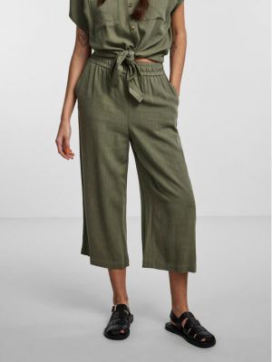 Pantaloni culottes cu croială lejeră Pieces verde