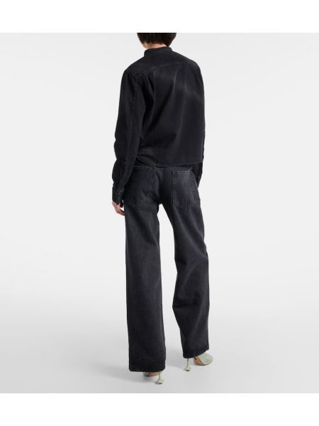 Jeanshemd mit plisseefalten Loewe schwarz