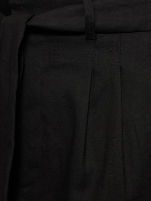 Ľanové šortky Commas čierna