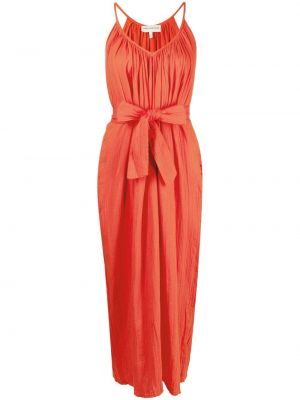 Sukienka midi bawełniane z dekoltem w serek Mara Hoffman - pomarańczowy