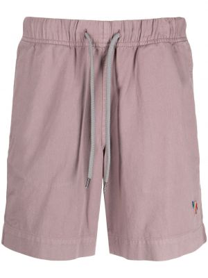 Bombažne kratke hlače z vezenjem Ps Paul Smith vijolična