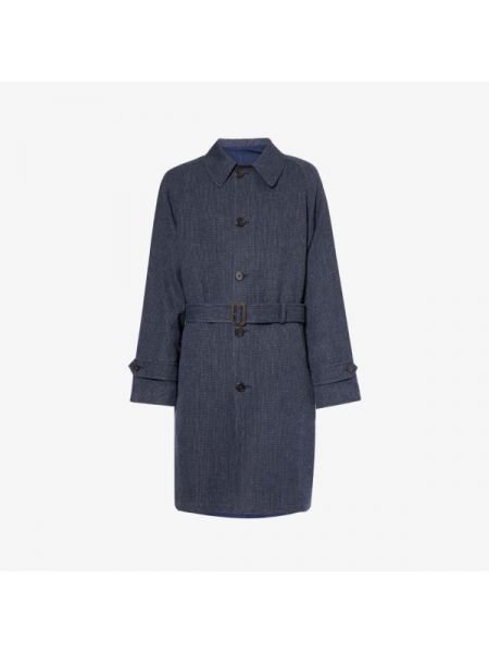 Льняное шерстяное пальто Polo Ralph Lauren синее