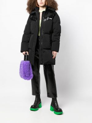 Péřová bunda s kapucí s potiskem Msgm