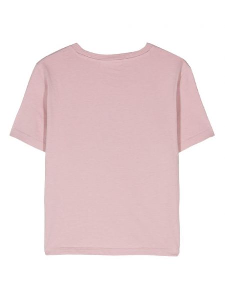 Kokvilnas t-krekls ar ziediem ar apdruku Maison Kitsuné rozā