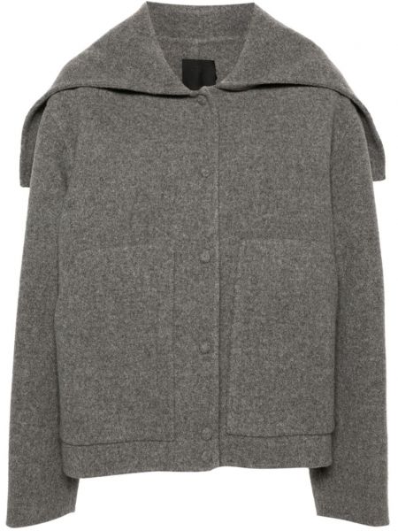Vunena jakna s kapuljačom od filca Givenchy siva