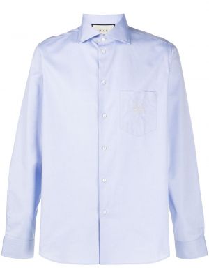 Camisa con bordado Gucci azul