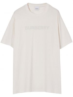 Памучна тениска с принт от джърси Burberry бяло