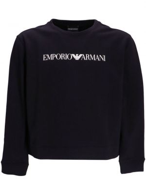 Raštuotas medvilninis džemperis Emporio Armani juoda