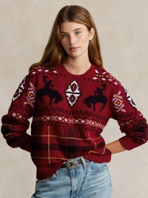 Jersey de lana con estampado de tela jersey Polo Ralph Lauren rojo