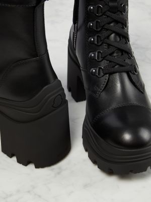 Кожени обувки до глезена Moncler черно