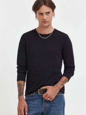 Bavlněné tričko s dlouhým rukávem s dlouhými rukávy Samsøe Samsøe černé