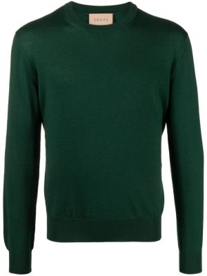 Vlnený sveter s výšivkou Gucci zelená