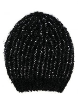 Dzianinowa czapka z cekinami Fabiana Filippi czarna