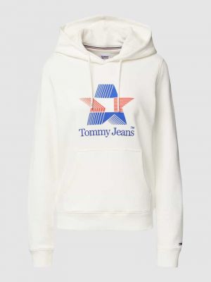 Bluza z kapturem w gwiazdy z nadrukiem Tommy Jeans biała