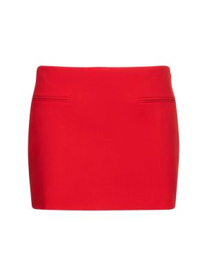 Mini spódniczka z niską talią wełniana Ferragamo czerwona