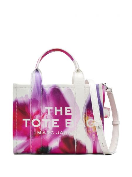 Geantă shopper din piele cu model floral Marc Jacobs