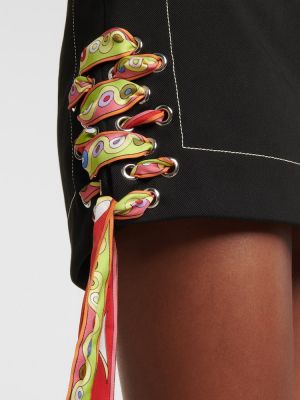 Mini spódniczka sznurowana koronkowa Pucci czarna