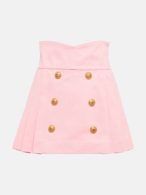 Хлопковая юбка мини Balmain розовая