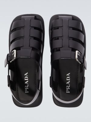 Кожени сандали Prada черно
