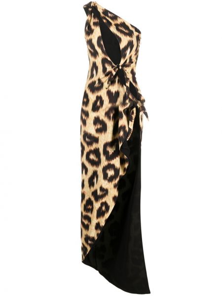Večerna obleka s potiskom z leopardjim vzorcem The Attico