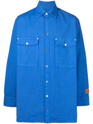 Lniane koszula klasyczne z kieszeniami Heron Preston - niebieski