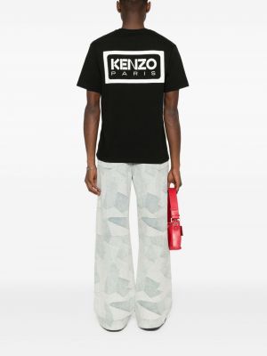Bavlněné tričko s výšivkou Kenzo černé