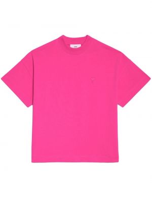 Βαμβακερή μπλούζα Ami Paris ροζ
