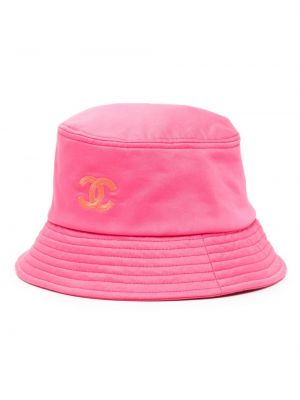 Różowa haftowana czapka Chanel Pre-owned
