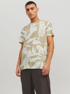 Koszulka w tropikalny nadruk Jack & Jones beżowa