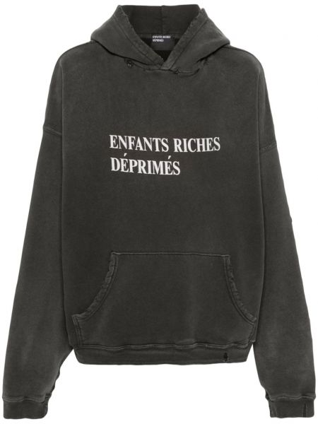 Sweat-shirt long effet usé à imprimé Enfants Riches Déprimés gris