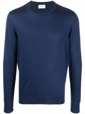 Пуловер с кръгло деколте Fedeli синьо