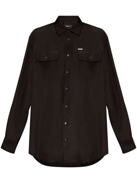 Svilena košulja s gumbima Dsquared2 crna