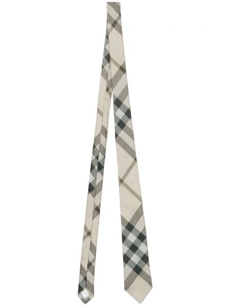 Kockovaná hodvábna kravata Burberry béžová